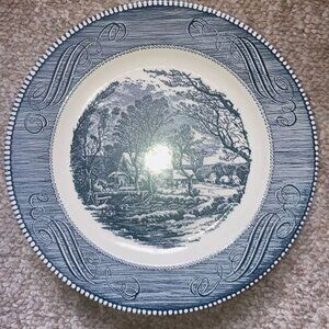 VINTAGE CURRIER IVES 10" Dinner Plates THE OLD GRIST MILL Royal China (6)